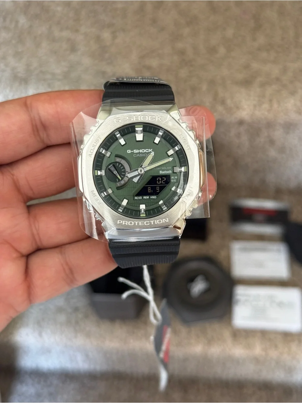 G-Shock Casio G-Steel Solar Connected Green Dial Black Resin Strap Watch Men’s